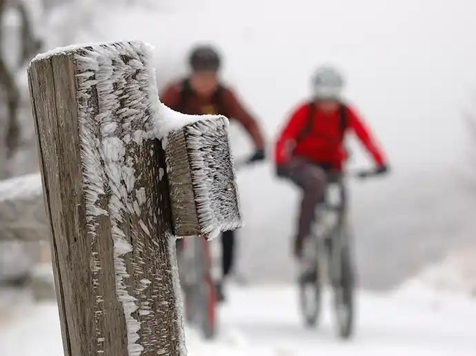 Två vintercyklister