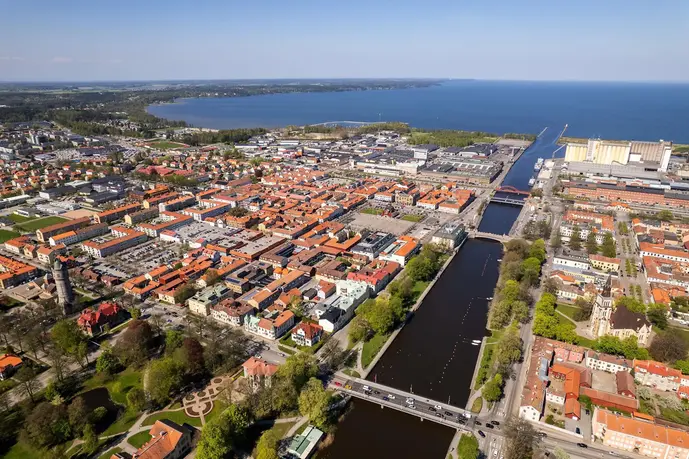 Drönarbild över Lidköping